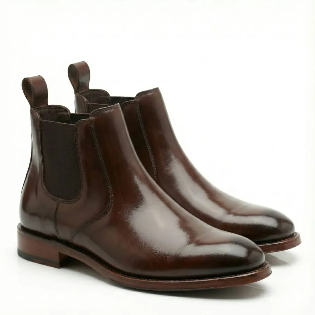 Men's Hand-Polished Leather Chelsea Boots - Dark Brown Lug Sole (US 6 / EU 38 / UK 5)