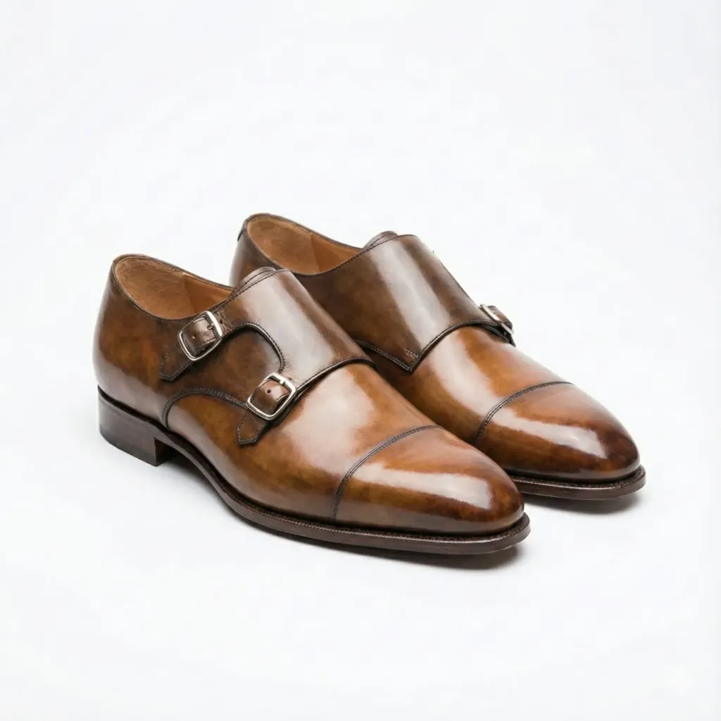 Sovereign Tan Patina Double Monk Cap-Toe Shoes (US 6 / EU 38 / UK 5)