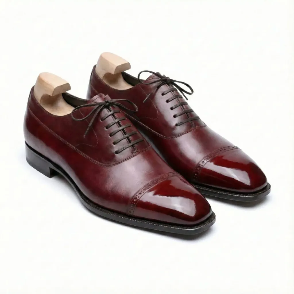 Burgundy Cap-Toe Oxford Shoes — Hand-Polished Patina Leather
 (US 6 / EU 38 / UK 5)