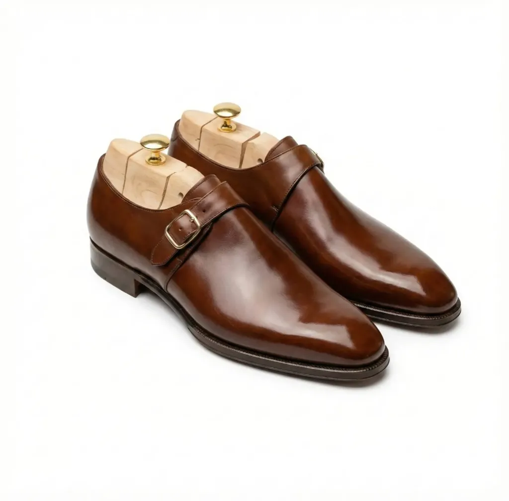 Classic Single Monk Strap Shoes — Hand-Polished Chestnut Leather

 (US 6 / EU 38 / UK 5)