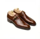 Classic Single Monk Strap Shoes — Hand-Polished Chestnut Leather

