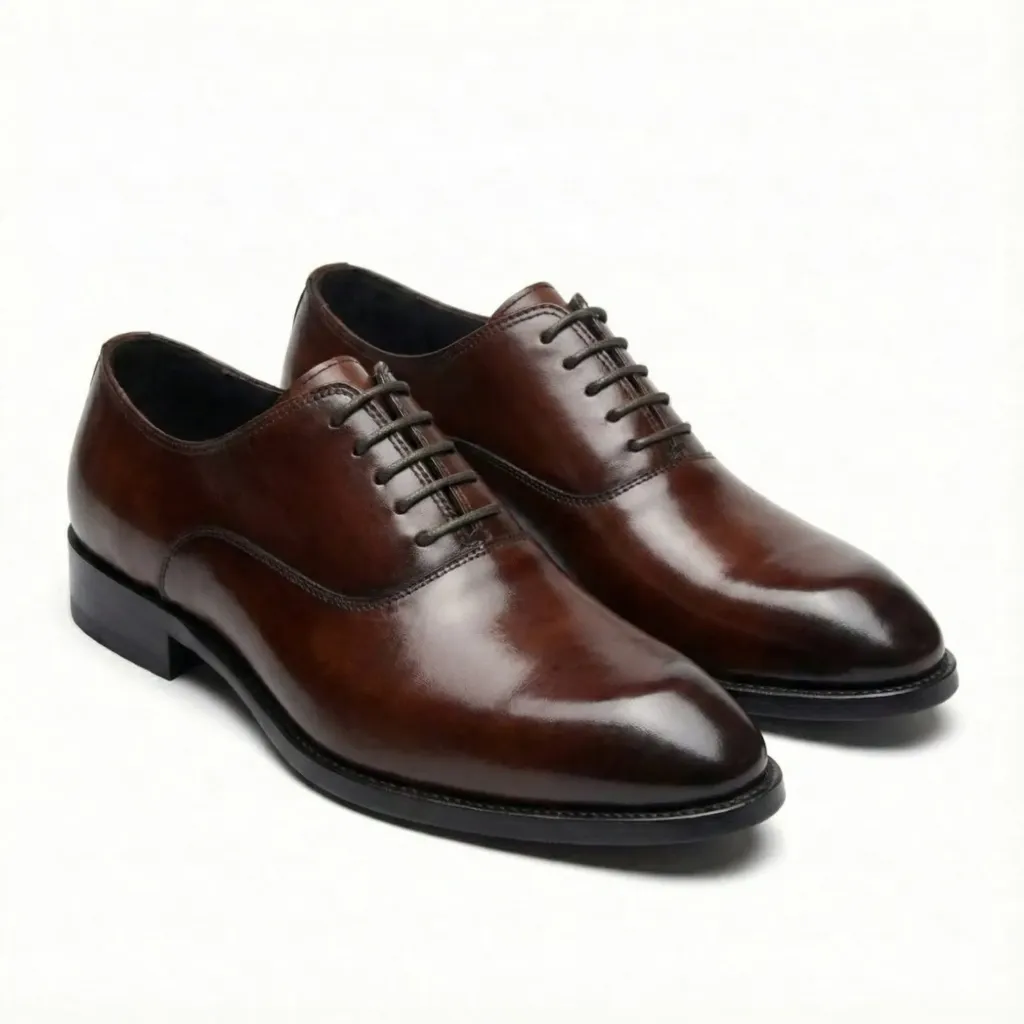 Chestnut Plain-Toe Oxford Shoes — Hand-Finished Leather
 (US 6 / EU 38 / UK 5)