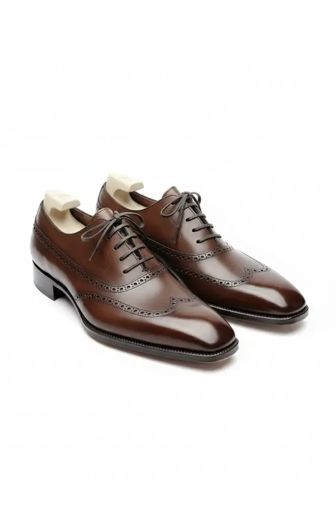 Chestnut Semi-Brogue Oxford Shoes — Hand-Finished Leather (US 6 / EU 38 / UK 5)