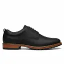 Pure Black Leather Derby Shoe with Contrast Sole Hand Welted