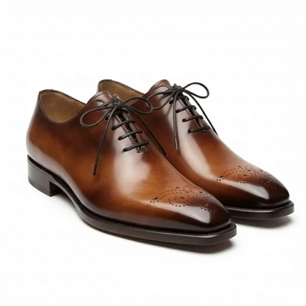Wholecut Oxford Shoes in Amber Patina (US 6 / EU 38 / UK 5)
