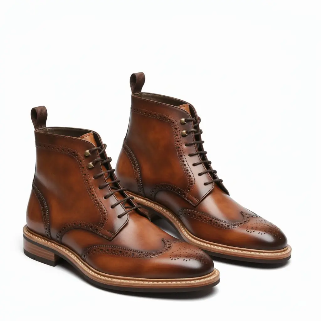 Premium Goodyear Welted Brogue Boot - Tan (US 6 / EU 38 / UK 5)
