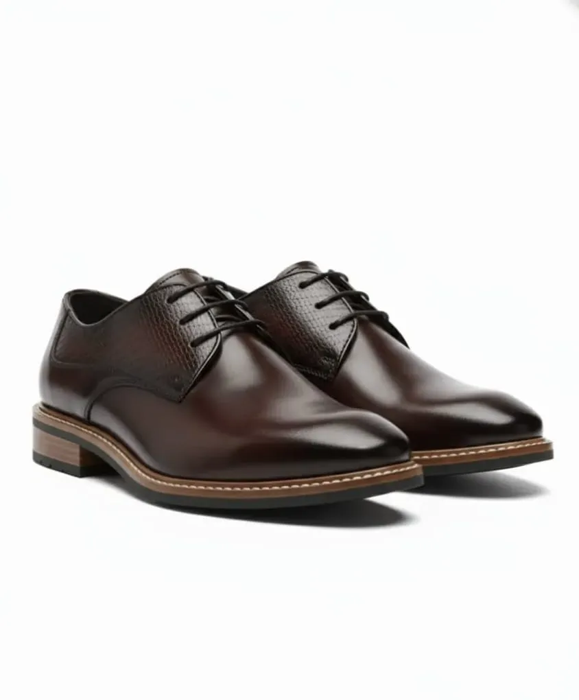 Classic Walnut Derby – Polished Leather Dress Shoes (US 6 / EU 38 / UK 5)