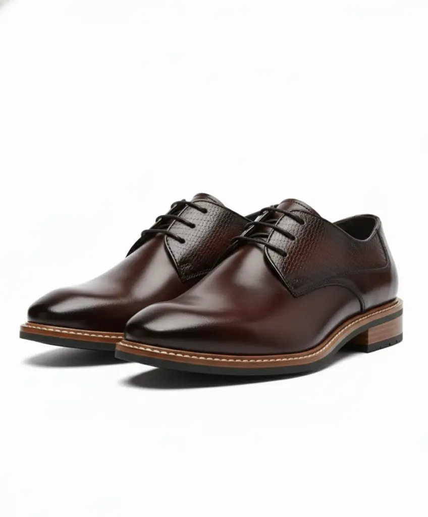 Classic Walnut Derby – Polished Leather Dress Shoes (US 6 / EU 38 / UK 5)