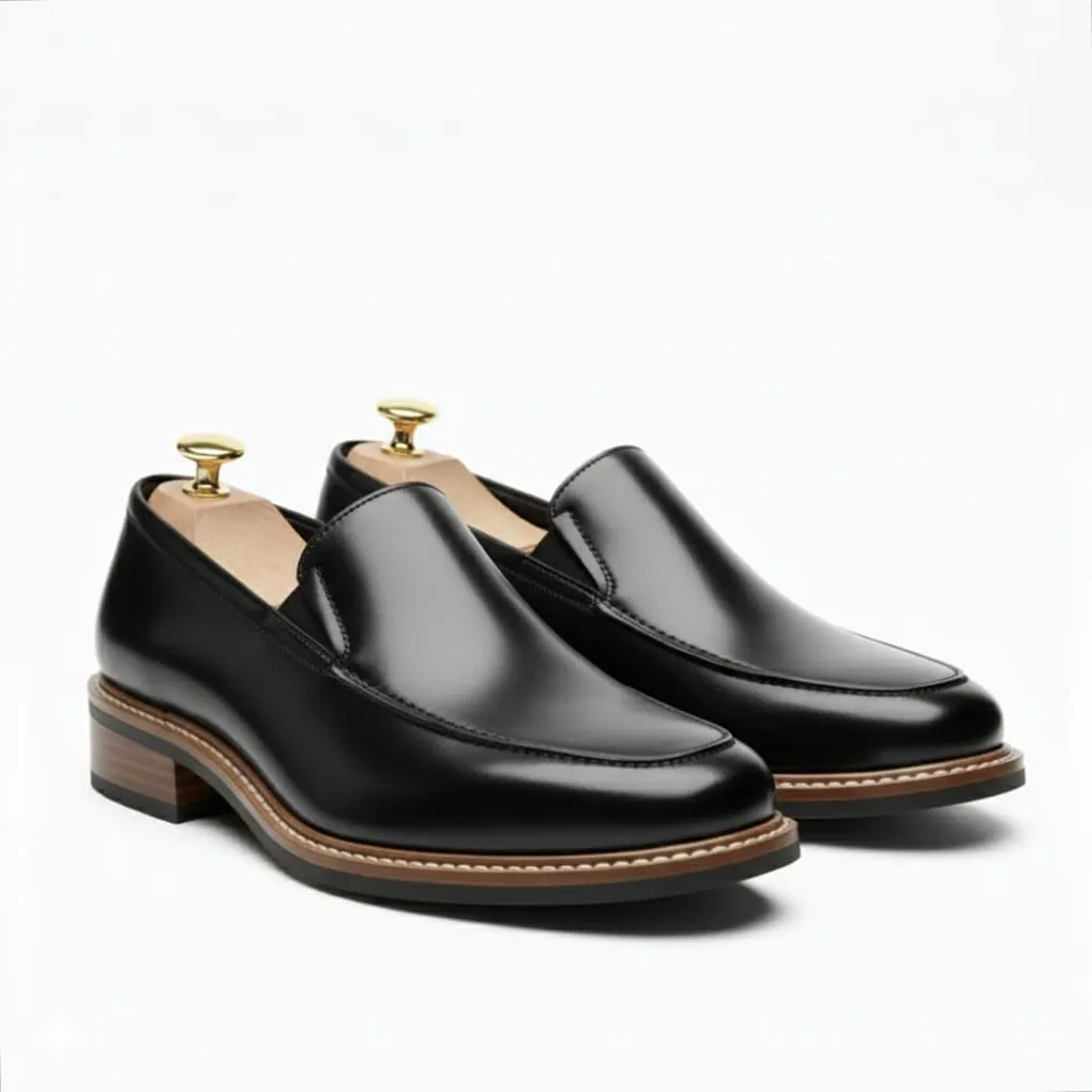 Modern Noir Loafers – Classic Slip-On in Polished Black (US 6 / EU 38 / UK 5)