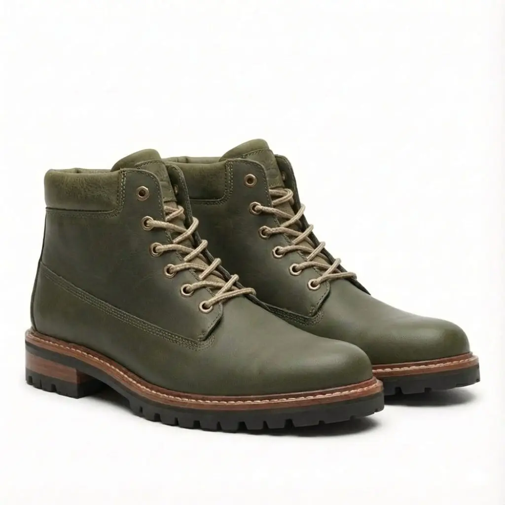 Urban Trail Olive Leather Boots (US 6 / EU 38 / UK 5)