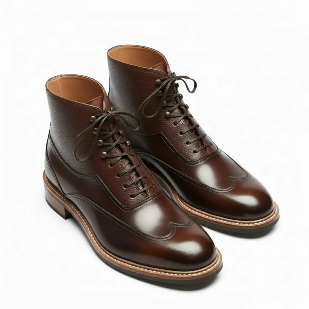 Wingtip Grain Leather Dress Boots (US 6 / EU 38 / UK 5)