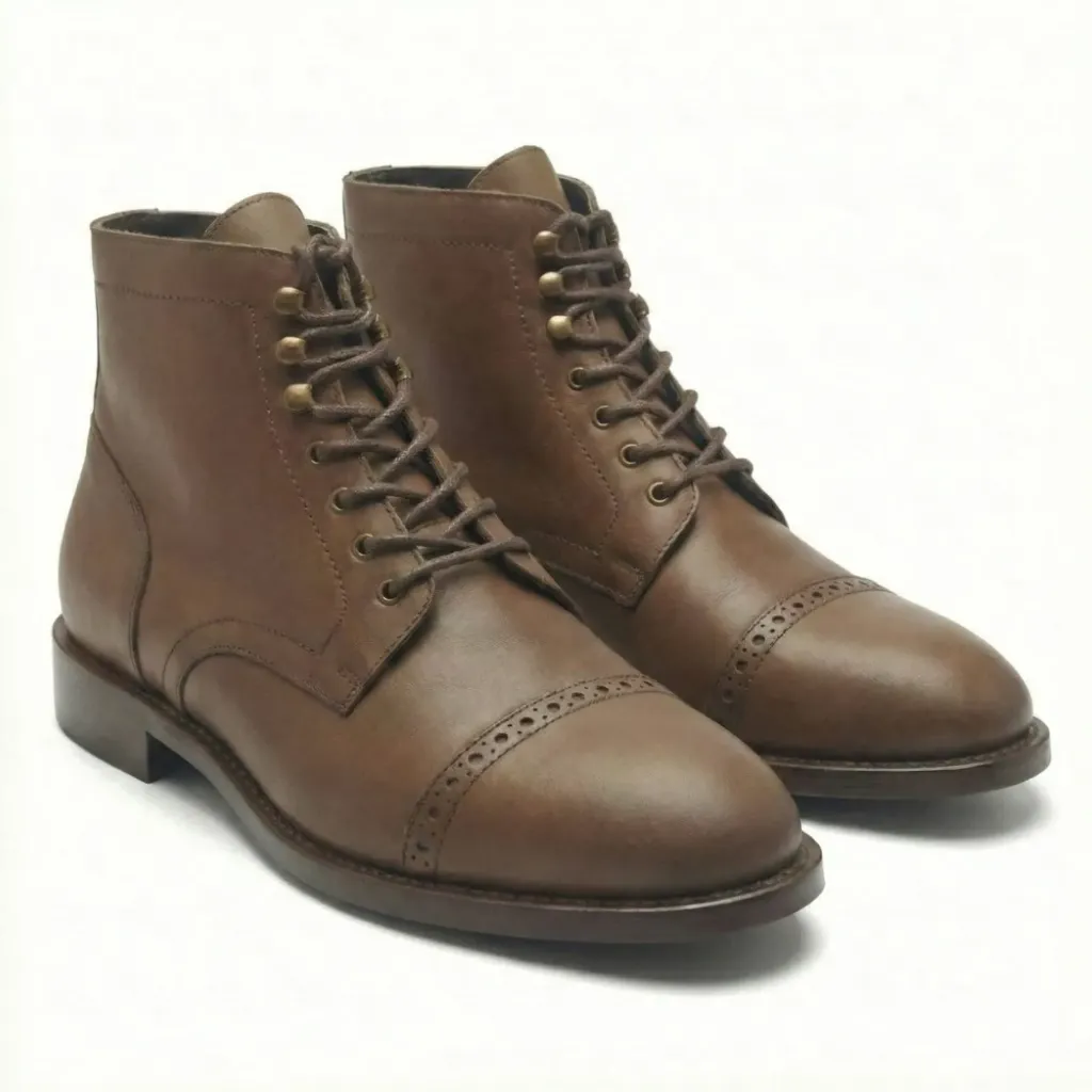 Regalia Cap-Toe Derby Boots – Tan Full-Grain Leather (US 6 / EU 38 / UK 5)