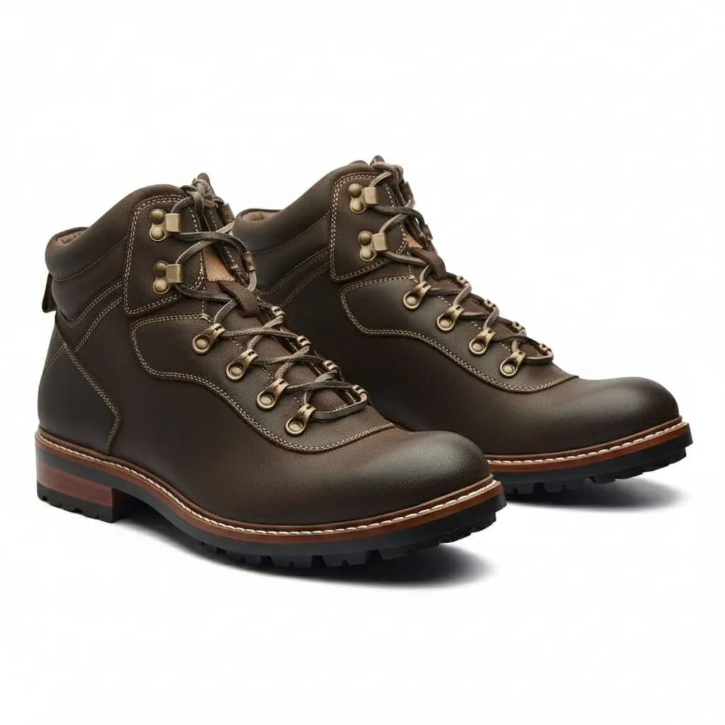 TrailForge Brown Trek Boots – Rugged Leather Outdoor Footwear (US 6 / EU 38 / UK 5)