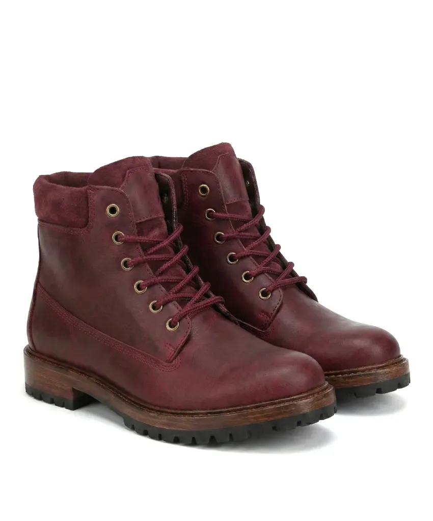 RidgeLine Burgundy Trek Boots – Premium Leather Outdoor Boots (US 6 / EU 38 / UK 5)