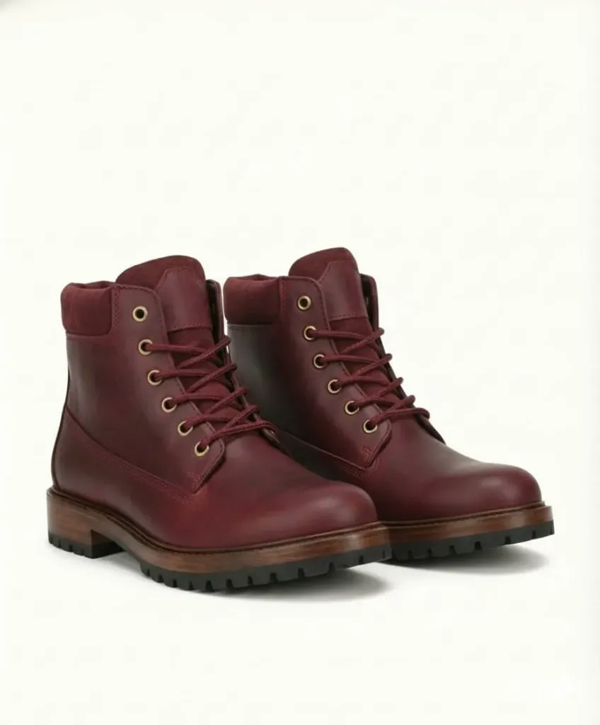 RidgeLine Burgundy Trek Boots – Premium Leather Outdoor Boots (US 6 / EU 38 / UK 5)