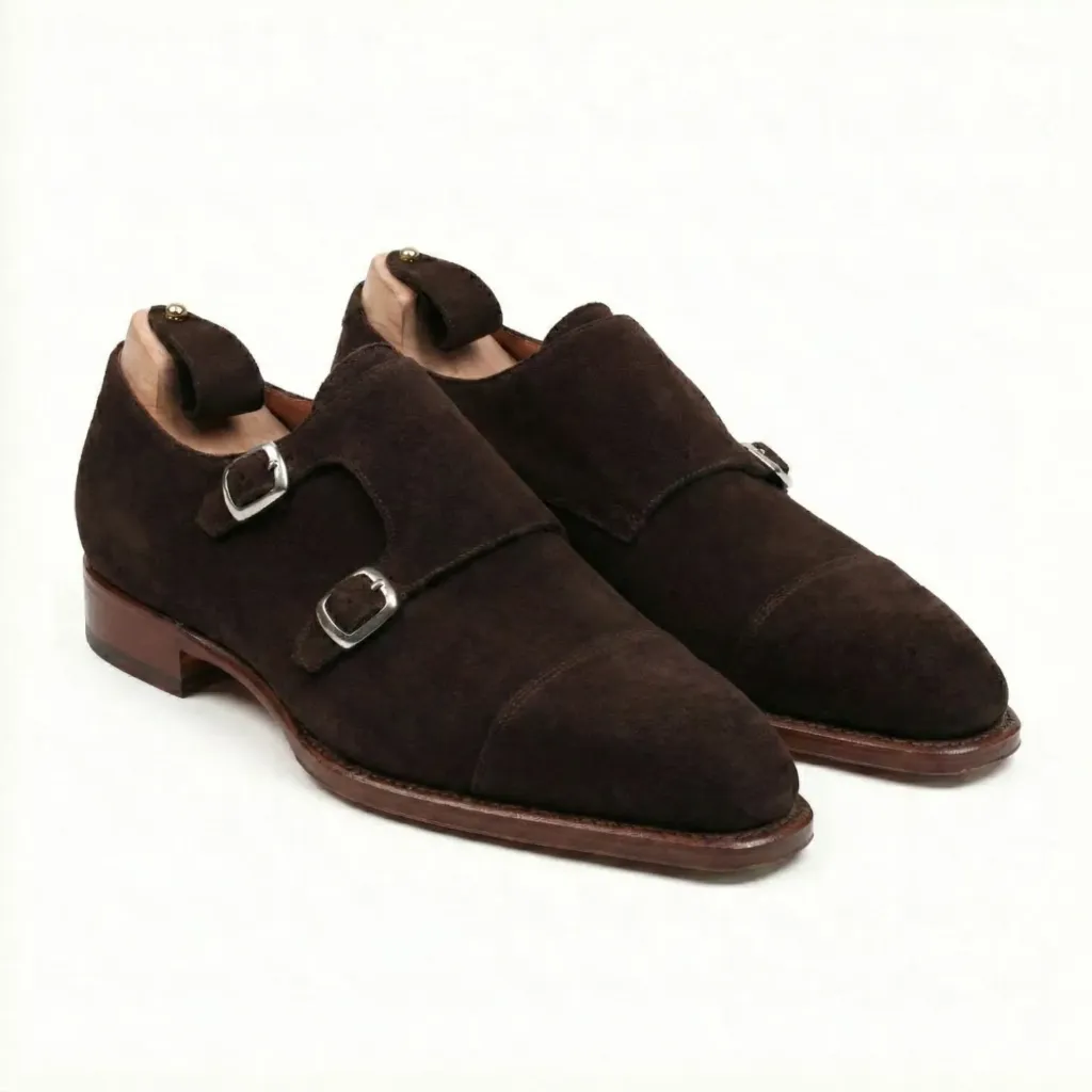 Espresso Suede Double Monk Strap Shoes — Classic. Refined. Timeless. (US 6 / EU 38 / UK 5)