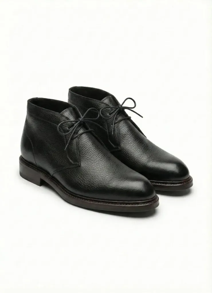 Black Atlas Chukka Boots Handcrafted Pebble-Grain Leather (US 6 / EU 38 / UK 5)