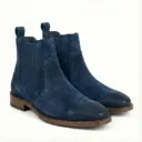 Midnight Blue Suede Chelsea Boots — Handcrafted Finish