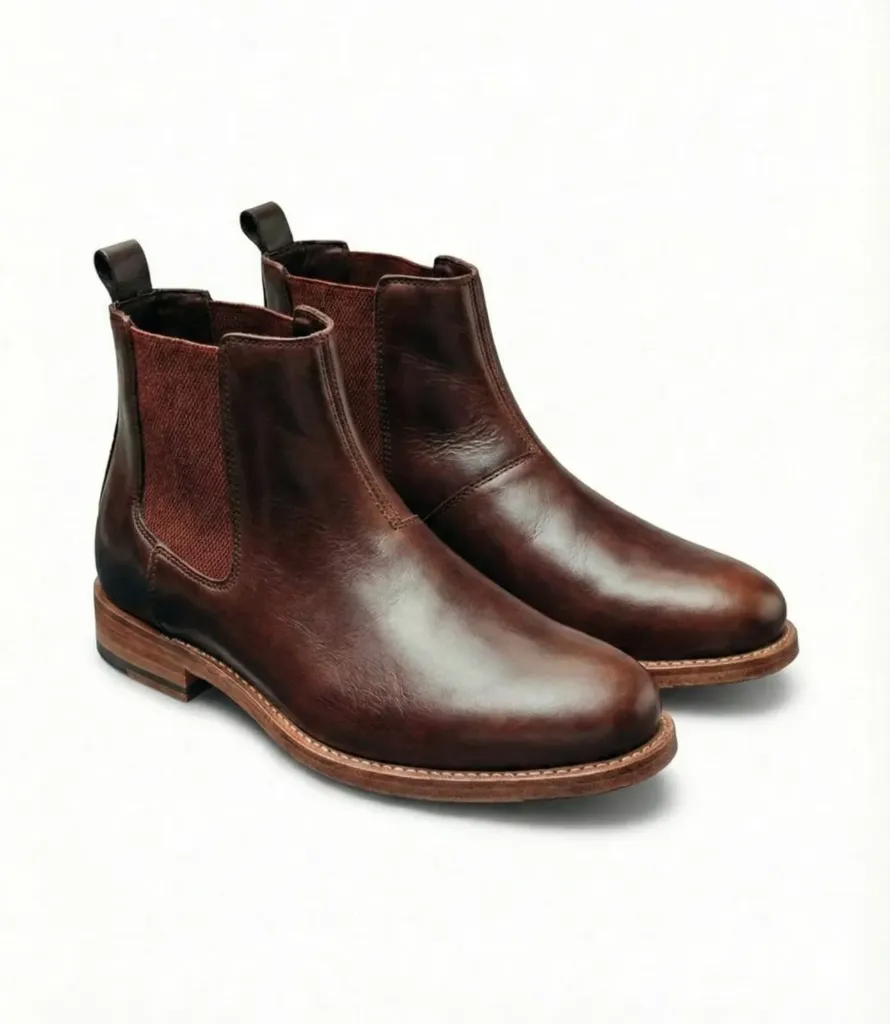 Chestnut Leather Chelsea Boots — Handcrafted Finish (US 6 / EU 38 / UK 5)