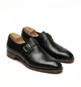 Black Single Monk Strap Shoes — Handcrafted Full-Grain Leather