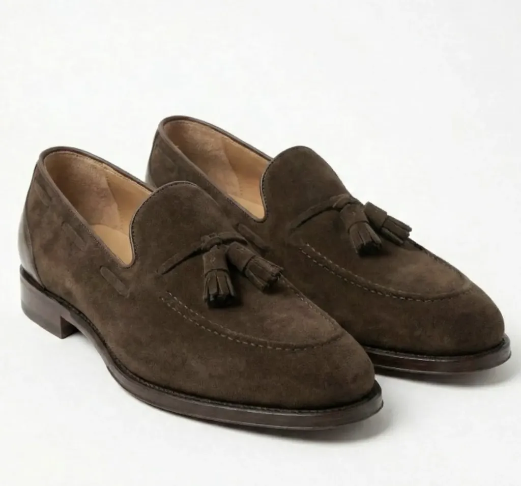 Mocha Suede Tassel Loafers — Handcrafted Classic (US 6 / EU 38 / UK 5)
